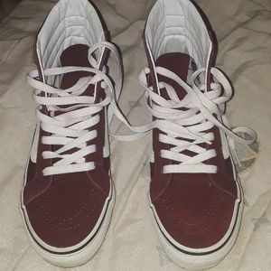 Burgundy high top VANS
